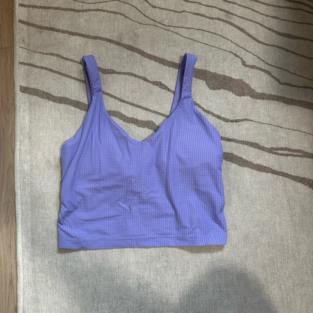 Lululemon Women’s Scoop Neck Yoga Tank Top Sz 6 Dark Lavender Grid Pattern - Picture 2 of 4